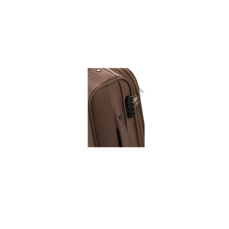 bővíthető kétkerekű barna szövet közepes bőrönd