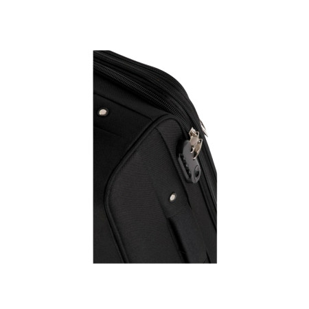 bővíthető kétkerekű fekete közepes bőrönd