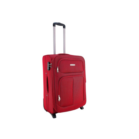 bővíthető kétkerekű piros szövet közepes bőrönd