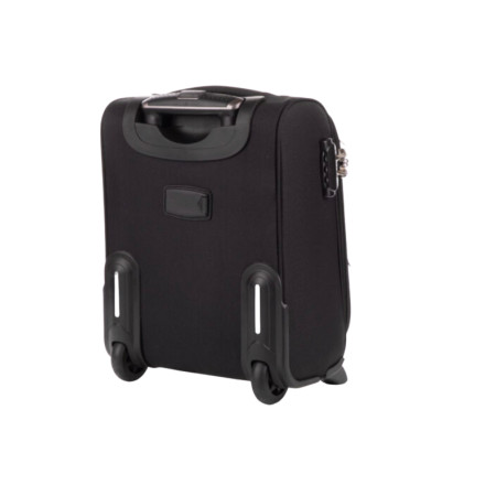  bővíthető mini kétkerekű fekete szövet kabinbőrönd