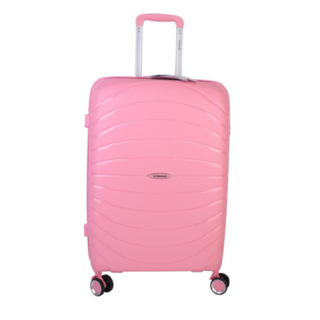 négykerekű rózsaszín nagy bőrönd
