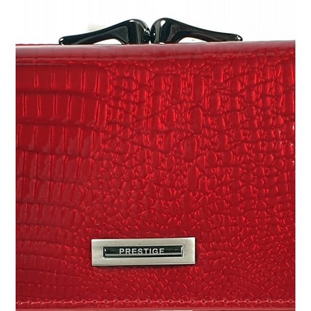 KICSI piros, két oldalas krokkó lakk bőr női pénztárca-keretes